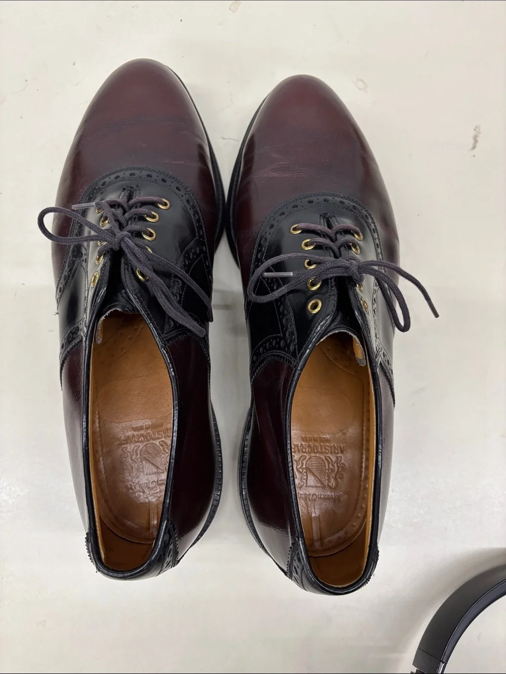 Johnston & Murphy Burgundy and Black Leather Wingtip Golf Shoes